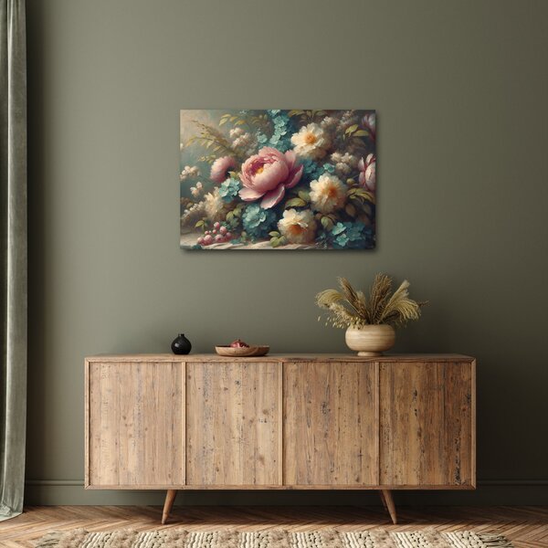 Slika - Prirodna mrtva s cvijećem - slika (70x50 cm)