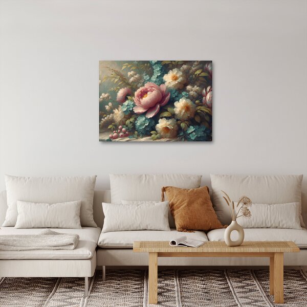 Slika - Prirodna mrtva s cvijećem - slika (70x50 cm)