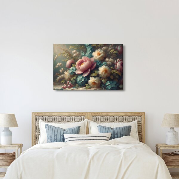 Slika - Prirodna mrtva s cvijećem - slika (90x60 cm)