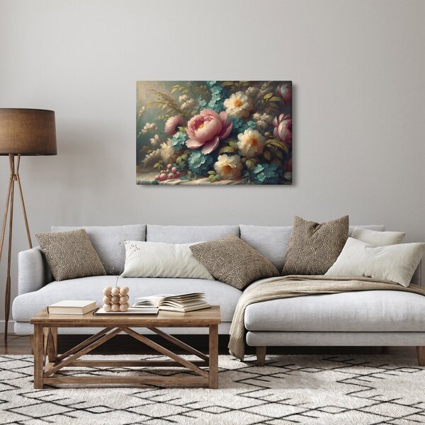 Slika - Prirodna mrtva s cvijećem - slika (90x60 cm)