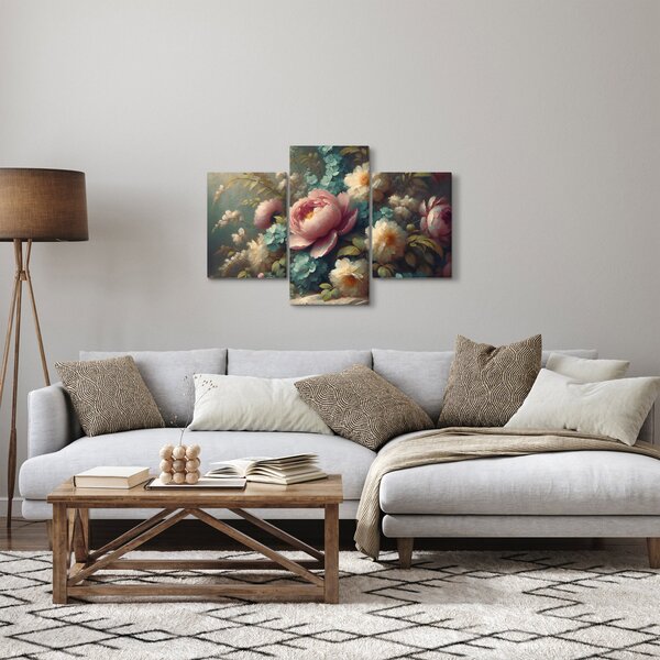 Slika - Prirodna mrtva s cvijećem - slika (90x60 cm)