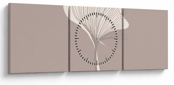Slika - Bež lišće N⁰3 (sa satom) (90x30 cm)