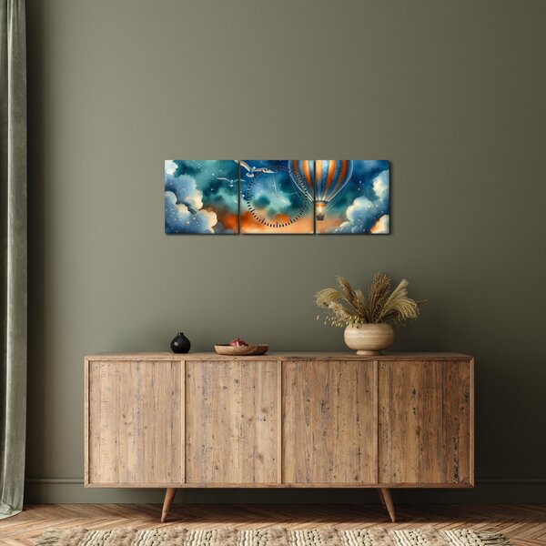 Slika - Let pod noćnim nebom (sa satom) (90x30 cm)