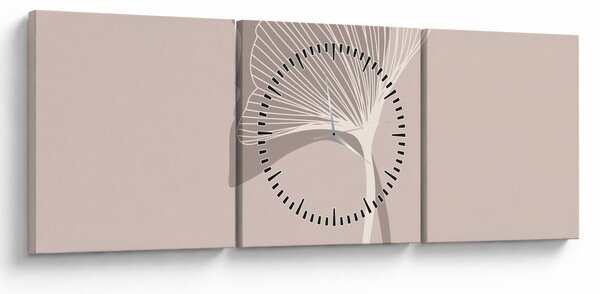 Slika - Bež lišće N⁰4 (sa satom) (90x30 cm)