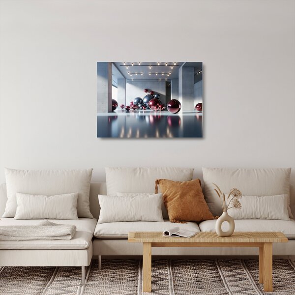 Staklena slika - 3D prostor s kuglama II. (70x50 cm)