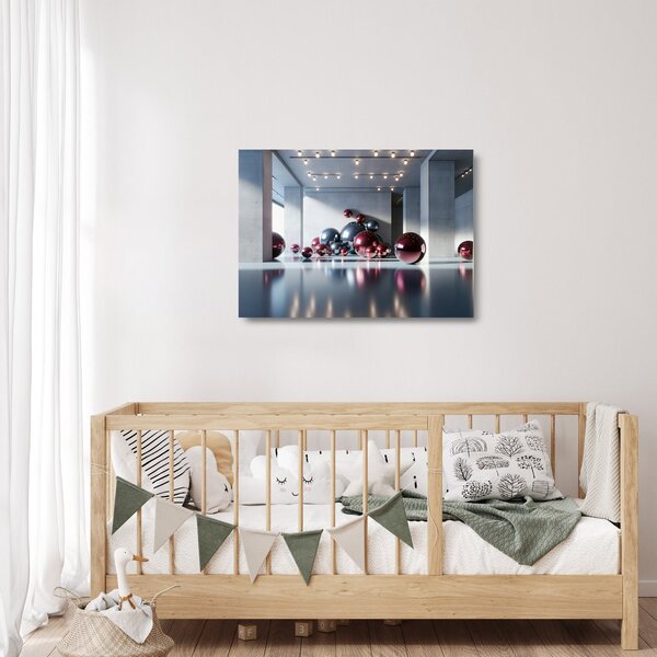 Staklena slika - 3D prostor s kuglama II. (70x50 cm)