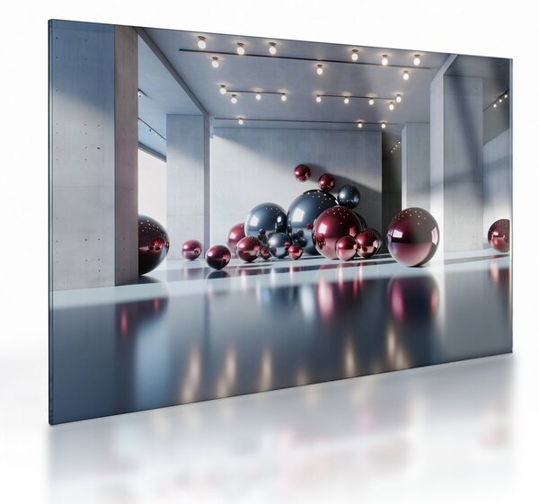 Staklena slika - 3D prostor s kuglama II. (70x50 cm)