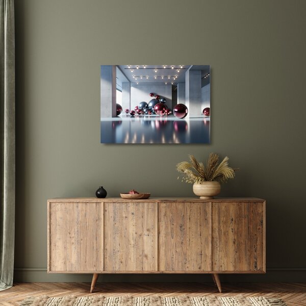 Staklena slika - 3D prostor s kuglama II. (70x50 cm)