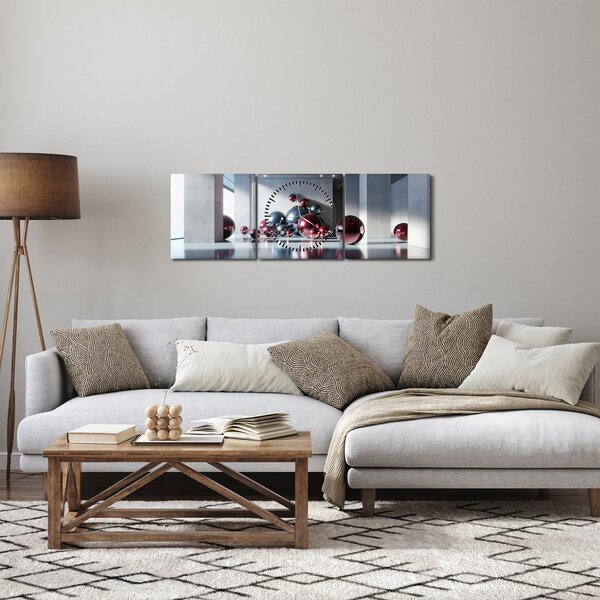 Slika - 3D prostor s kuglama II. (sa satom) (90x30 cm)