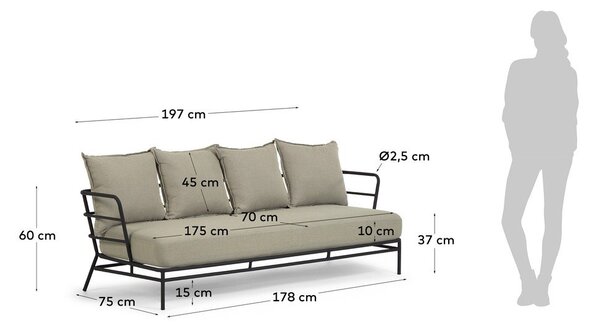 Bež vrtna sofa s metalnom konstrukcijom Kave Home Mareluz