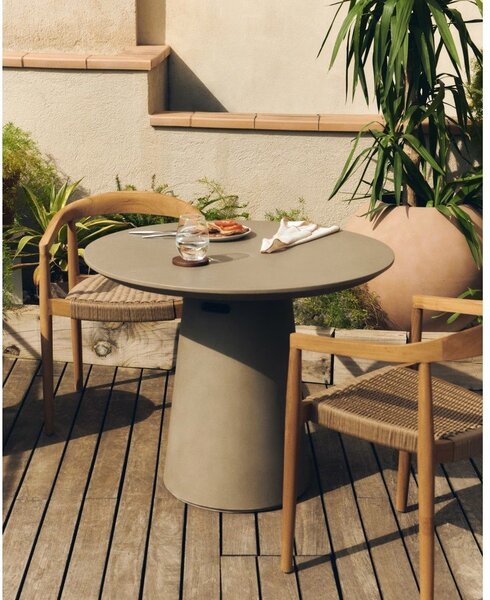Betonski vanjski blagovaonski stol Kave Home Itai, ⌀ 90 cm