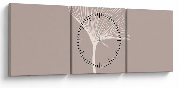 Slika - Bež lišće N⁰5 (sa satom) (90x30 cm)