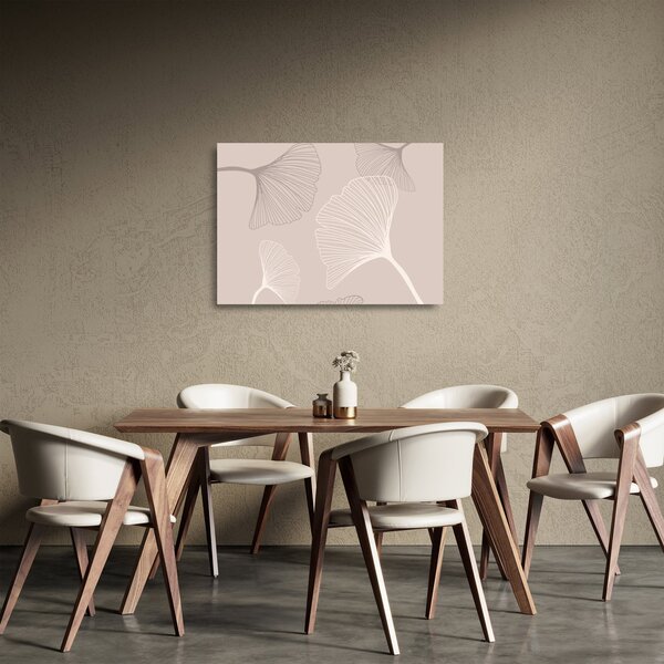 Staklena slika - Bež lišće N⁰6 (70x50 cm)