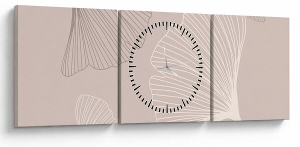 Slika - Bež lišće N⁰6 (sa satom) (90x30 cm)