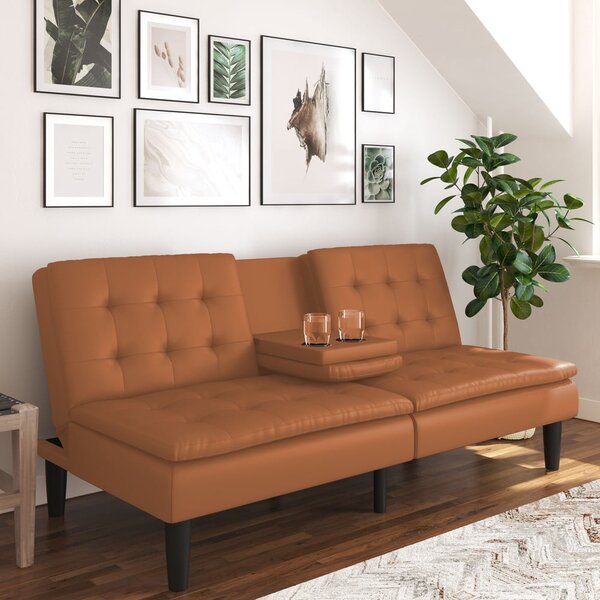Konjak smeđa sklopiva sofa od imitacije kože 191 cm Maine – Støraa