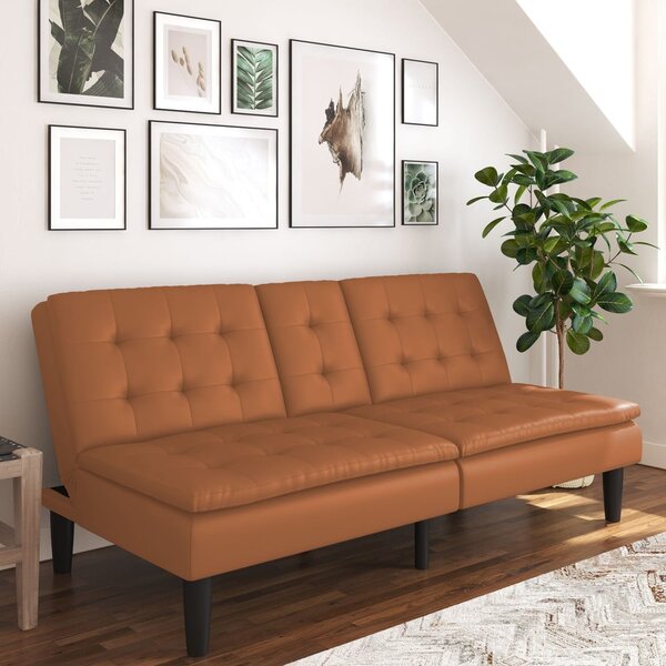 Konjak smeđa sklopiva sofa od imitacije kože 191 cm Maine – Støraa