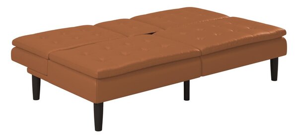 Konjak smeđa sklopiva sofa od imitacije kože 191 cm Maine – Støraa