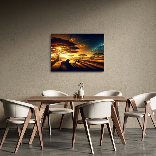 Staklena slika - Lavovi u odmoru (70x50 cm)