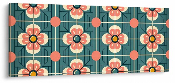 Slika - Retro uzorak s cvijećem (120x50 cm)