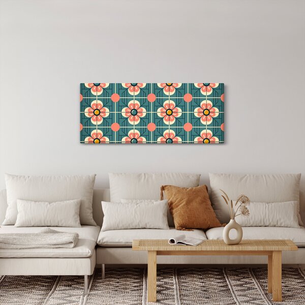 Slika - Retro uzorak s cvijećem (120x50 cm)