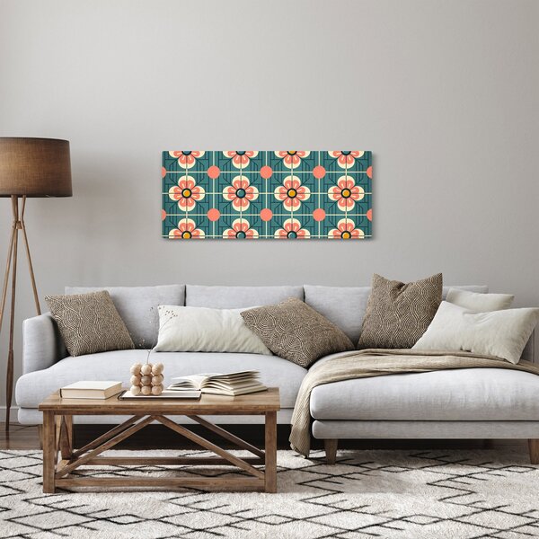 Slika - Retro uzorak s cvijećem (120x50 cm)
