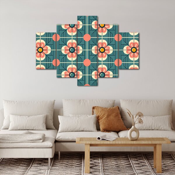 Slika - Retro uzorak s cvijećem (150x105 cm)