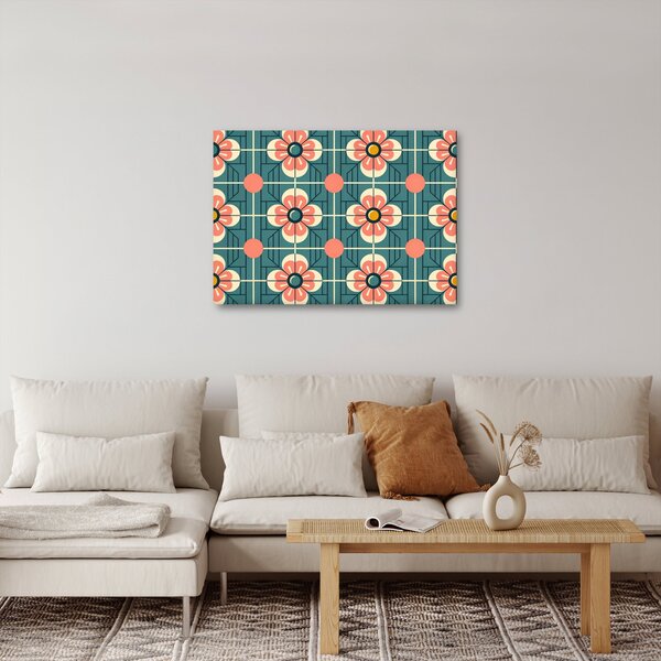 Slika - Retro uzorak s cvijećem (70x50 cm)