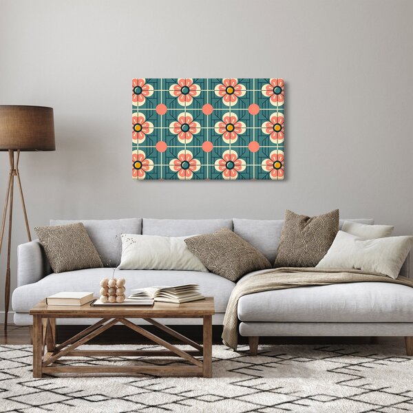 Slika - Retro uzorak s cvijećem (90x60 cm)