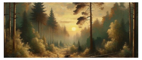Slika - Sunce koje sja kroz šumu (120x50 cm)