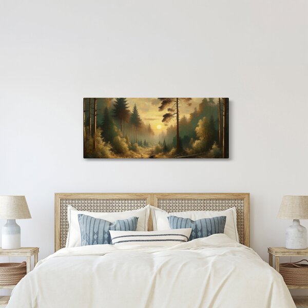 Slika - Sunce koje sja kroz šumu (120x50 cm)