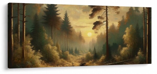 Slika - Sunce koje sja kroz šumu (120x50 cm)