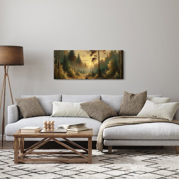 Slika - Sunce koje sja kroz šumu (120x50 cm)