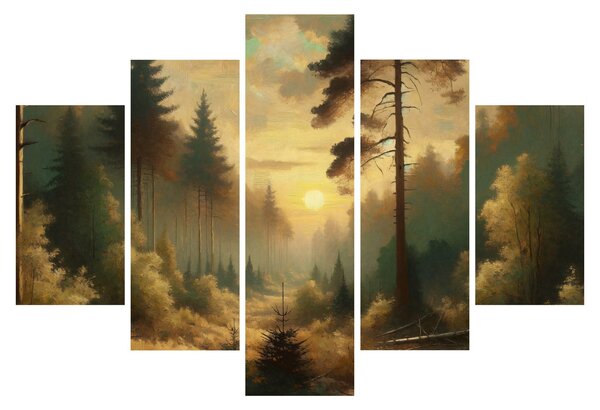 Slika - Sunce koje sja kroz šumu (150x105 cm)