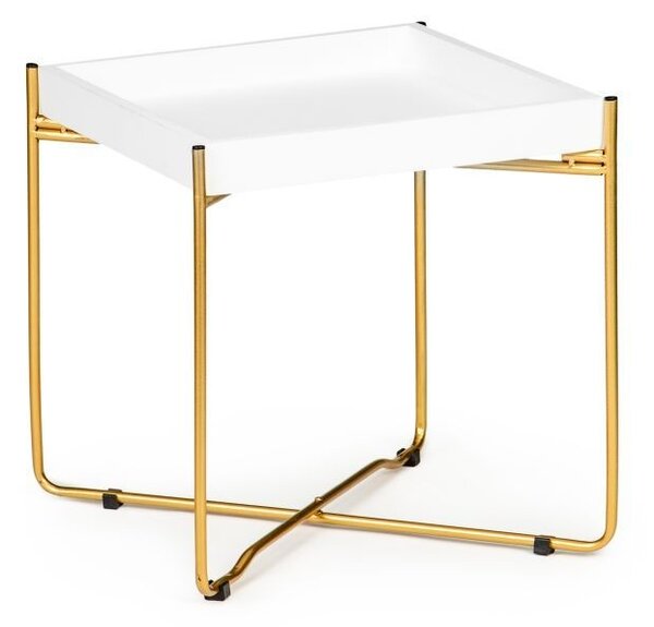 Elegantan bijeli stolić za kavu sa zlatnim nogama