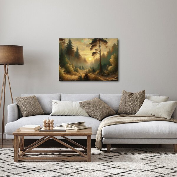 Slika - Sunce koje sja kroz šumu (70x50 cm)