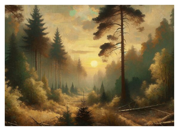 Slika - Sunce koje sja kroz šumu (70x50 cm)