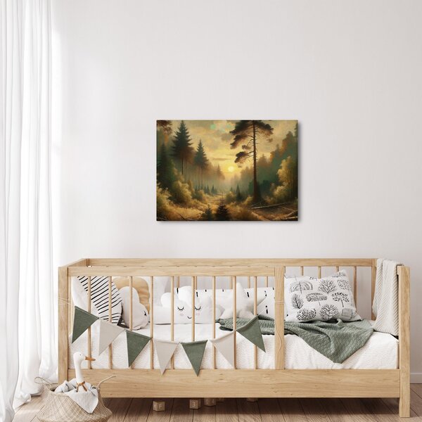 Slika - Sunce koje sja kroz šumu (70x50 cm)