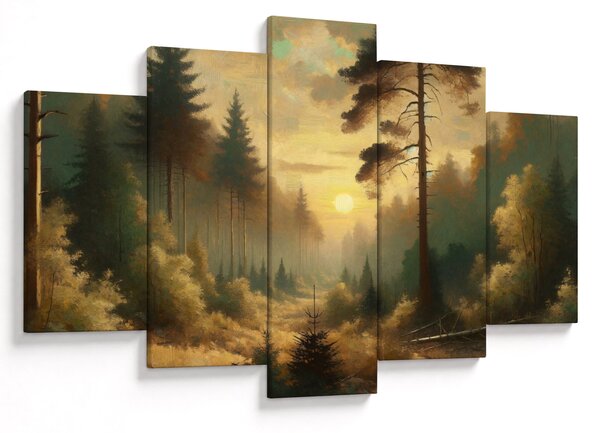 Slika - Sunce koje sja kroz šumu (150x105 cm)