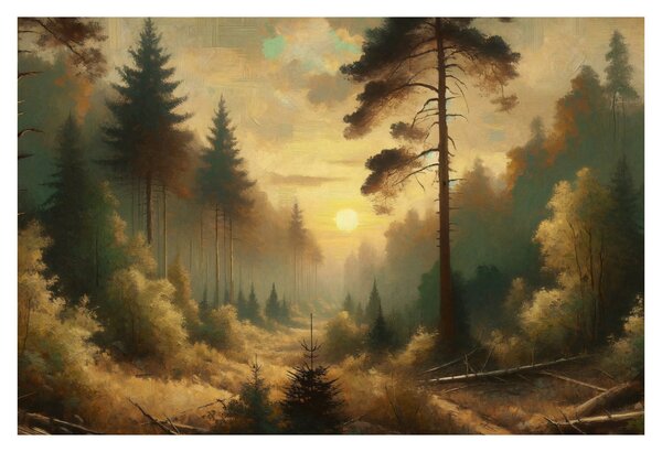 Slika - Sunce koje sja kroz šumu (90x60 cm)