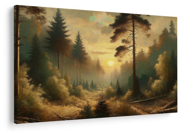 Slika - Sunce koje sja kroz šumu (90x60 cm)