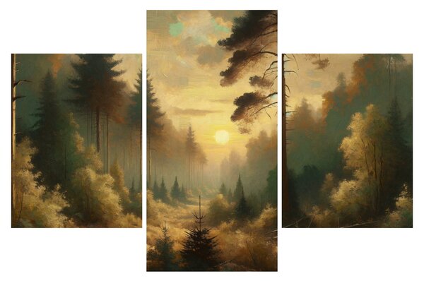 Slika - Sunce koje sja kroz šumu (90x60 cm)