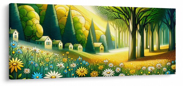 Slika - Selo u žuto-zelenoj boji (120x50 cm)