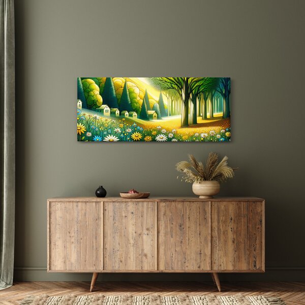 Slika - Selo u žuto-zelenoj boji (120x50 cm)