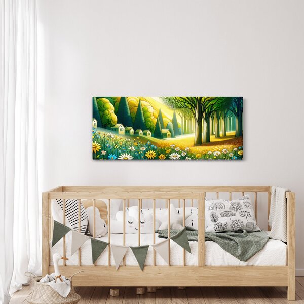 Slika - Selo u žuto-zelenoj boji (120x50 cm)