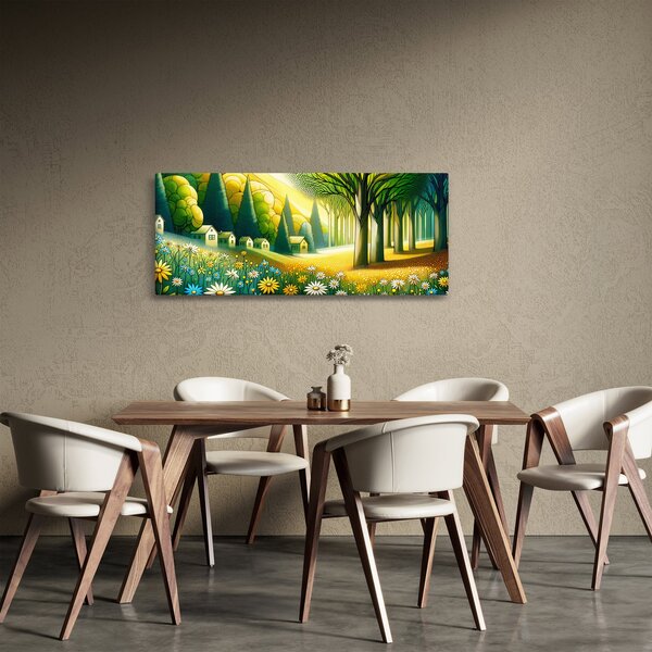 Slika - Selo u žuto-zelenoj boji (120x50 cm)