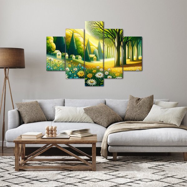 Slika - Selo u žuto-zelenoj boji (150x105 cm)