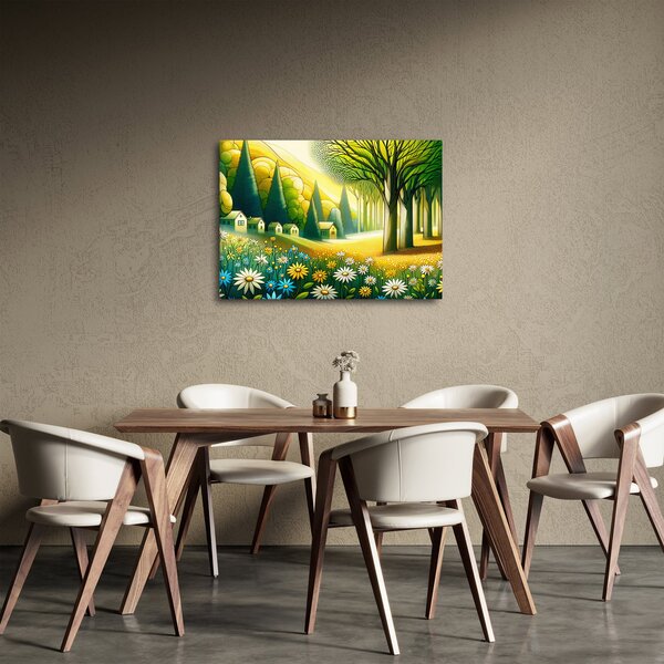 Slika - Selo u žuto-zelenoj boji (70x50 cm)