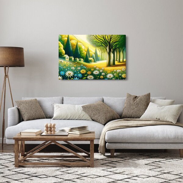 Slika - Selo u žuto-zelenoj boji (90x60 cm)