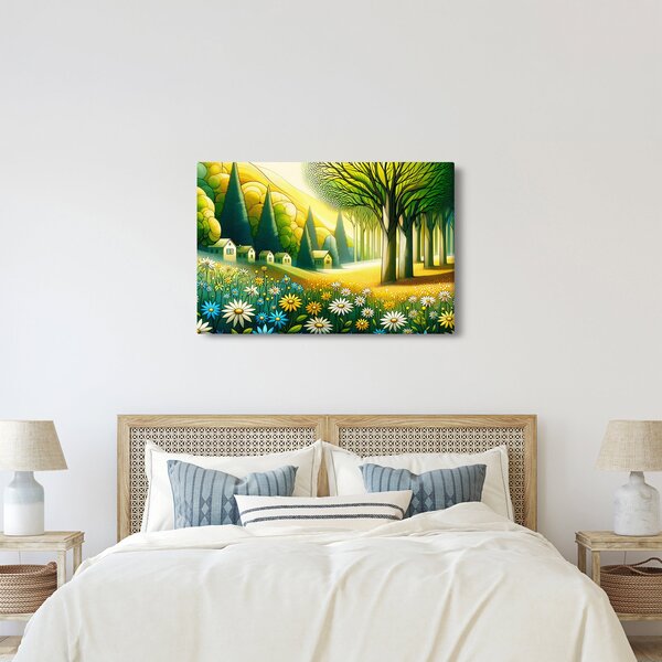 Slika - Selo u žuto-zelenoj boji (90x60 cm)