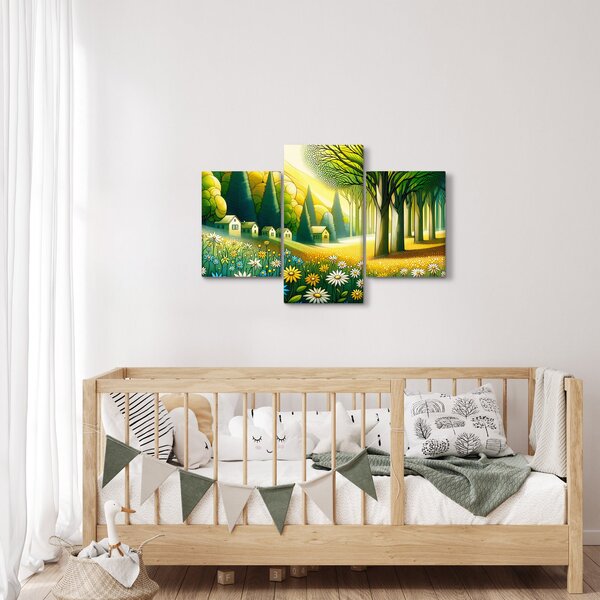 Slika - Selo u žuto-zelenoj boji (90x60 cm)